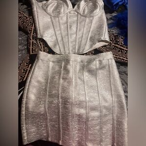 2 piece bandage corset and skirt set